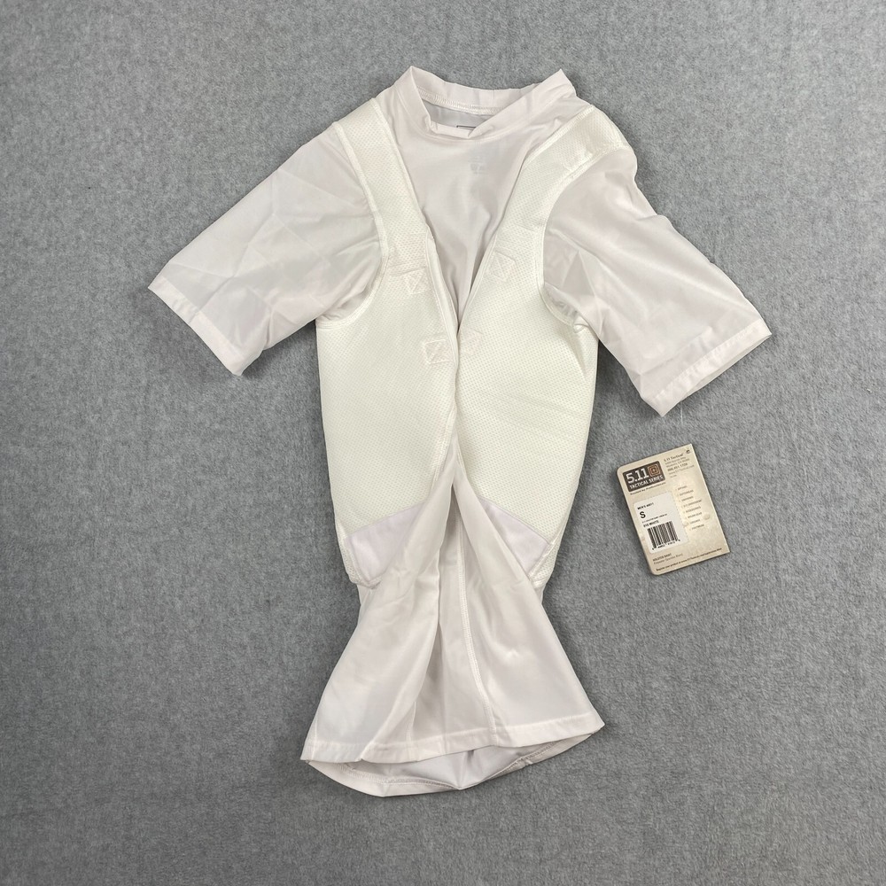 Men's S 5.11 Tactical Holster Shirt White Top Short Sleeve Padded Compression