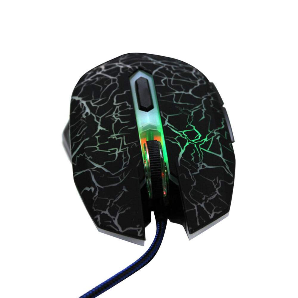 Silent Click Gaming Mouse with 6 Buttons USB Optical Crack Design