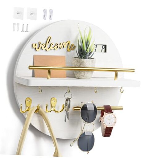 Key Holder for Wall, Key and Mail Holder Organizer with - Key Holder Wall White