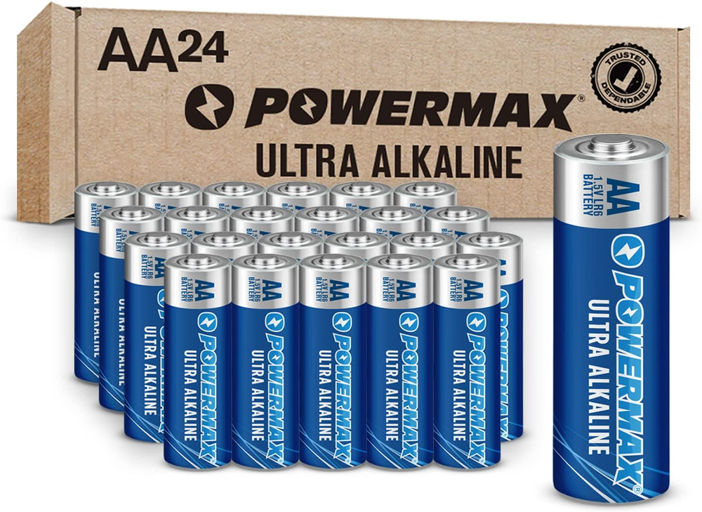 24 AA batteries: ultra-long-lasting alkaline power, 10-year shelf life