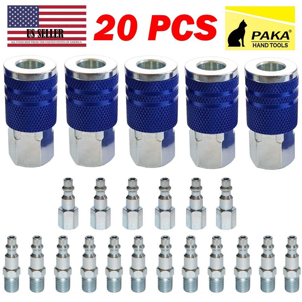 20 pc Heavy Duty Quick Coupler Set Air Hose Connector Fittings 1/4 NPT Tools