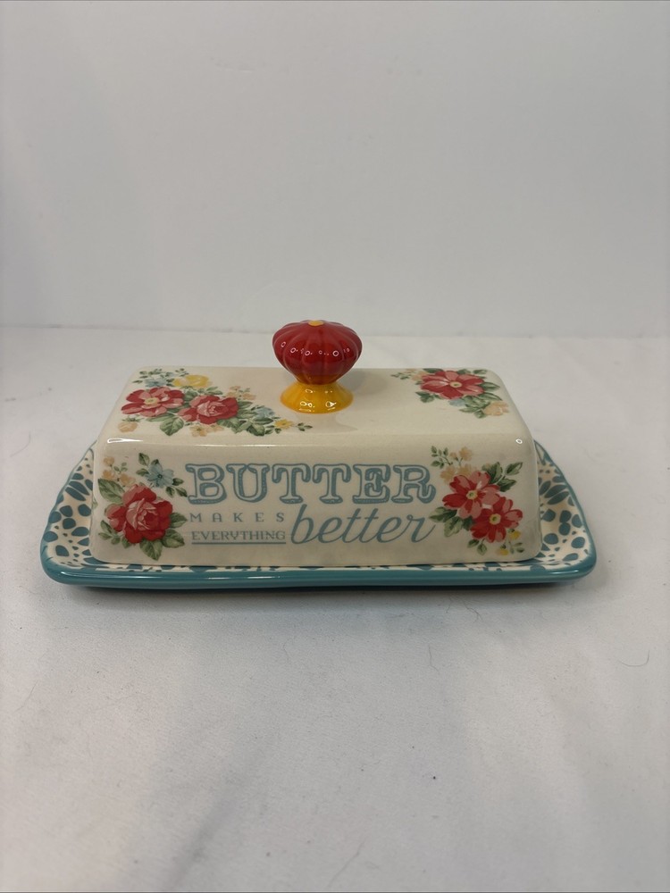 The Pioneer Woman Floral Butter Makes Everything Better Butter Dish Set