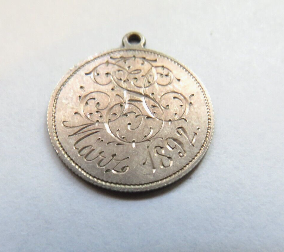 LOVE TOKEN PENDENT - OVER 1892 GERMAN COIN