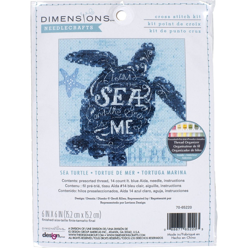 Sea Turtle Animal Counted Cross Stitch Kit for Beginners, 6