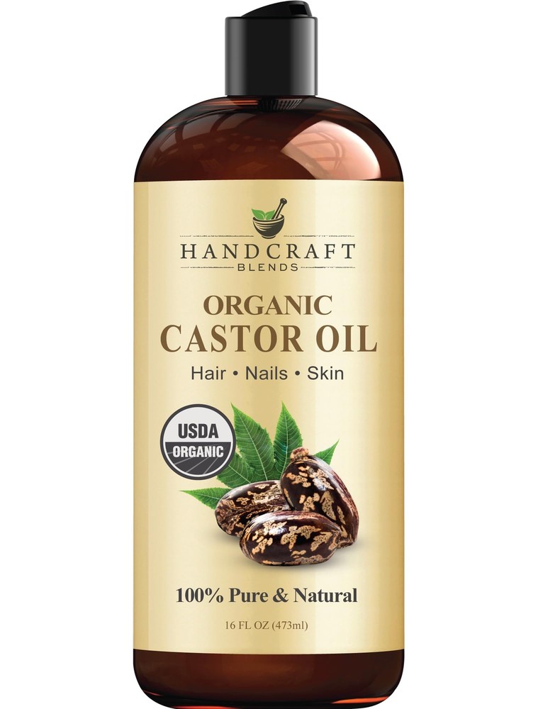 Organic Cold-Pressed Castor Oil - 100% Pure Natural - 16 Fl Oz Handcrafted Blend