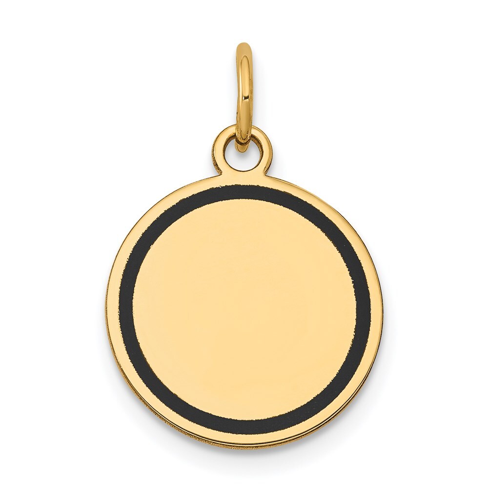 14k Yellow Gold with Enamel Circular Engravable Disc Charm Pendant 1.42gm