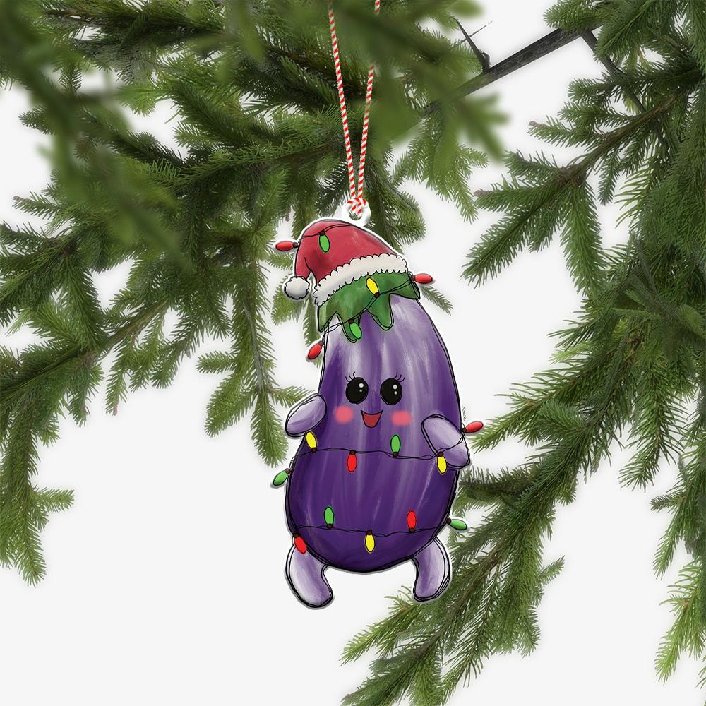 Lovely Eggplant Christmas Flat Ornament  Eggplant Xmas Car Ornament Gift Decor