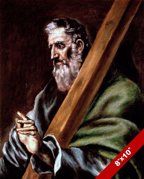 SAINT ANDREW THE APOSTLE OF JESUS PAINTING CHRISTIAN BIBLE ART REAL CANVAS PRINT