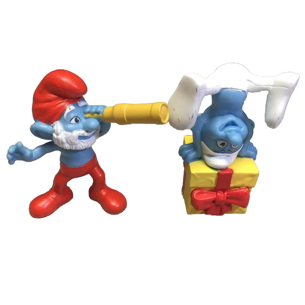Smurf Movie Happy Meal Toys Peyo 2011 Papa & Jokey 3” & Party Planner ( 3 Toys )