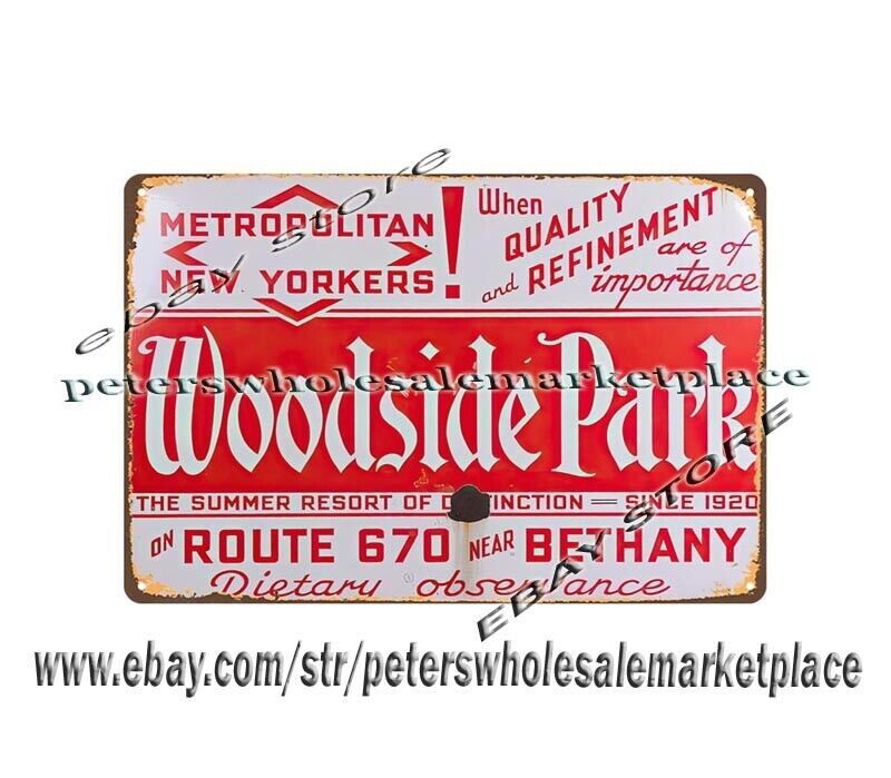 1930s Woodside Park Summer Resort metal tin sign unique home decor items