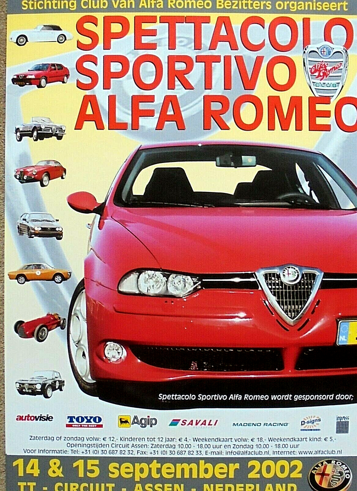 2002 Alfa Romeo 156 GTA Original Assen Circuit Poster 61cm x 43cm