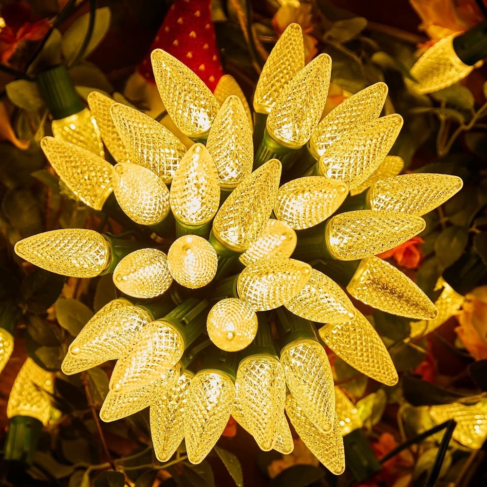 C9 Christmas String Lights Outdoor Led Fairy Lights Faceted Strawberry Lights