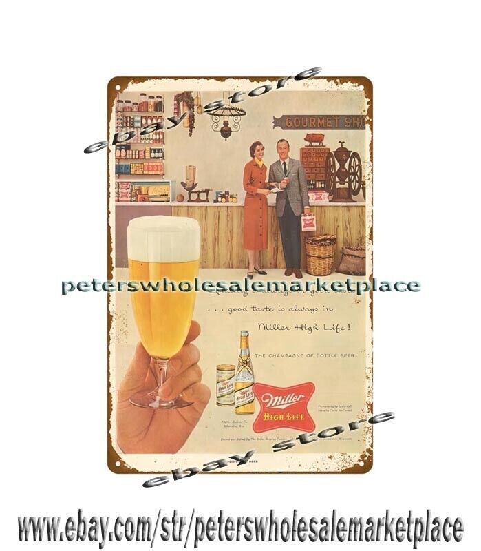 1950s Tavern Bar Drink Beer Metal Tin Wall Sign for Vintage Bedroom Decor