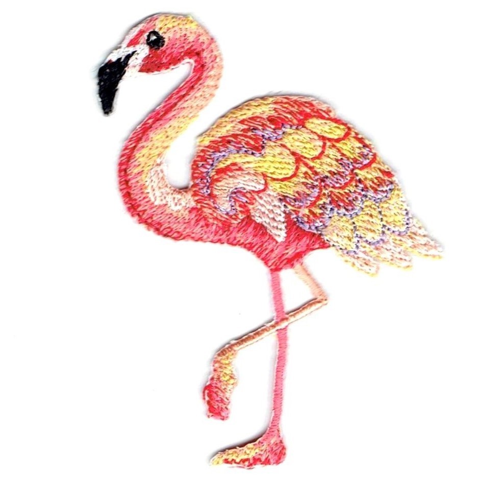Flamingo Tropical Pink Bird Embroidered Iron on Patch