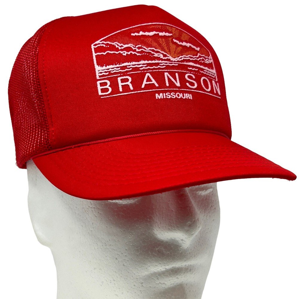 Vintage Branson Missouri Trucker Hat Baseball Cap Red Mesh Snapback 80s 90s