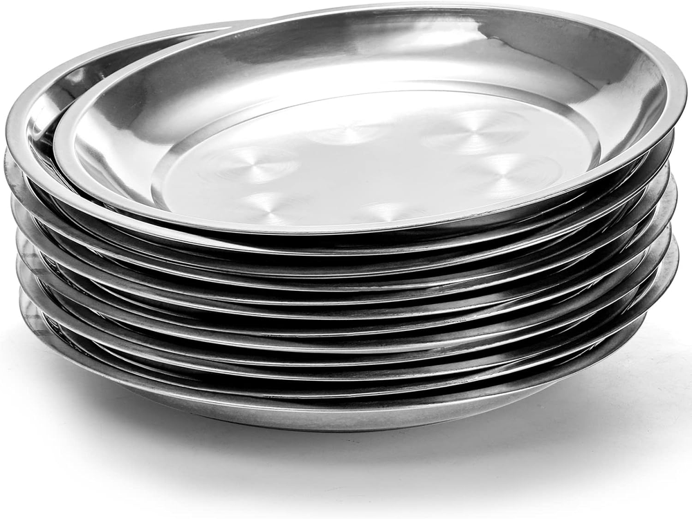 10 Pack Stainless Steel Dinner Plates, 10