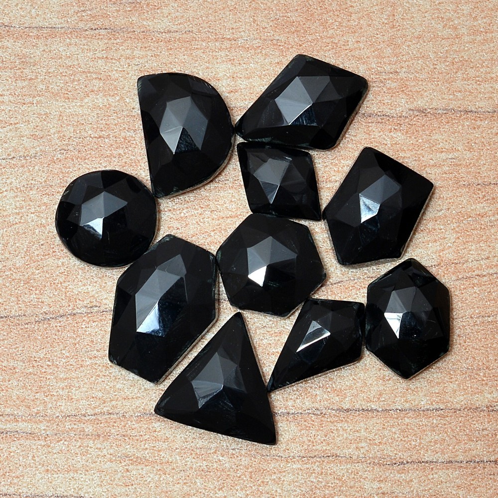 Natural Black Onyx Finest Quality Rose Cut Loose Gemstones Lot ~ 13mm-16mm