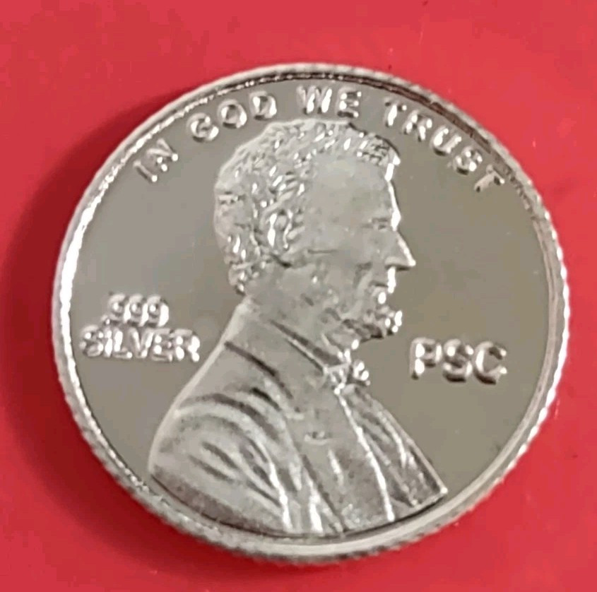 1 •  ( Lincoln / Penny ) Gram .999 Silver Round- .999 Fine Silver- 1 Gram