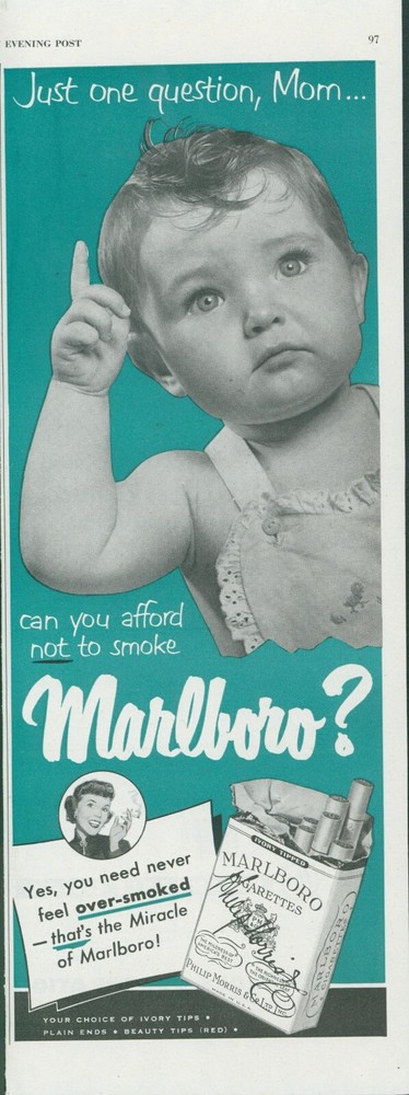 1951 Marlboro Vintage Print Ad Just One Question Mom Never Over Smoked SP19