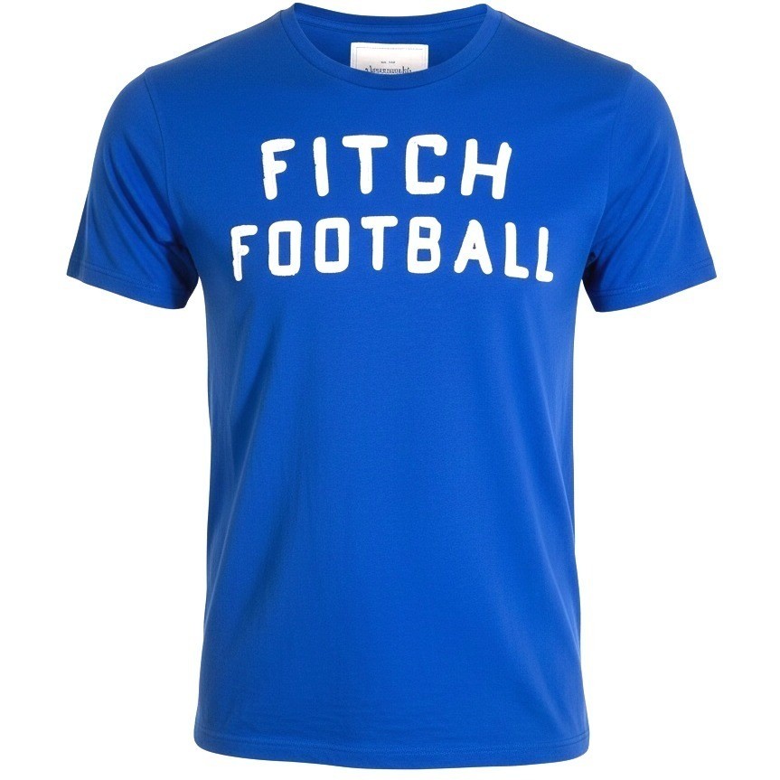 Abercrombie Fitch Mens Blue Football Graphic T Shirt Size L Muscle Collection-image