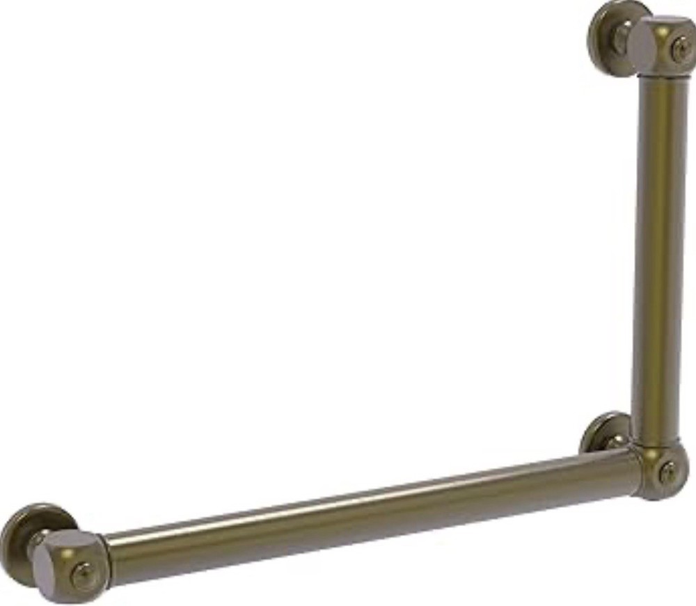 Allied Brass CU-GRSR1824-ABR Cube RH Grab Bar 18x24in Antique Brass Smooth 90°-image