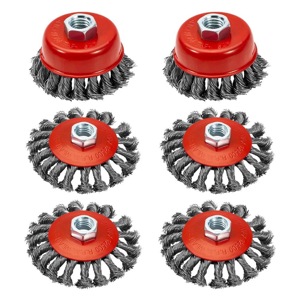 6 Pack 4 Inch Wire Wheels for Angle Grinder, 3 Inch Wire Cup Brush for 4 1/2 ...