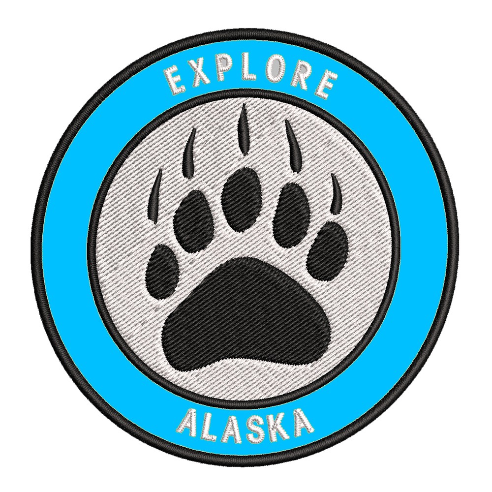 Alaska Bear Claw Patch Embroidered iron-on Applique Travel Souvenir