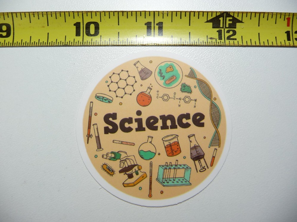 CIRCLE WORLD OF SCIENCE OBJECTS DECAL STICKER SCHOOL TEACHER PROFESSOR