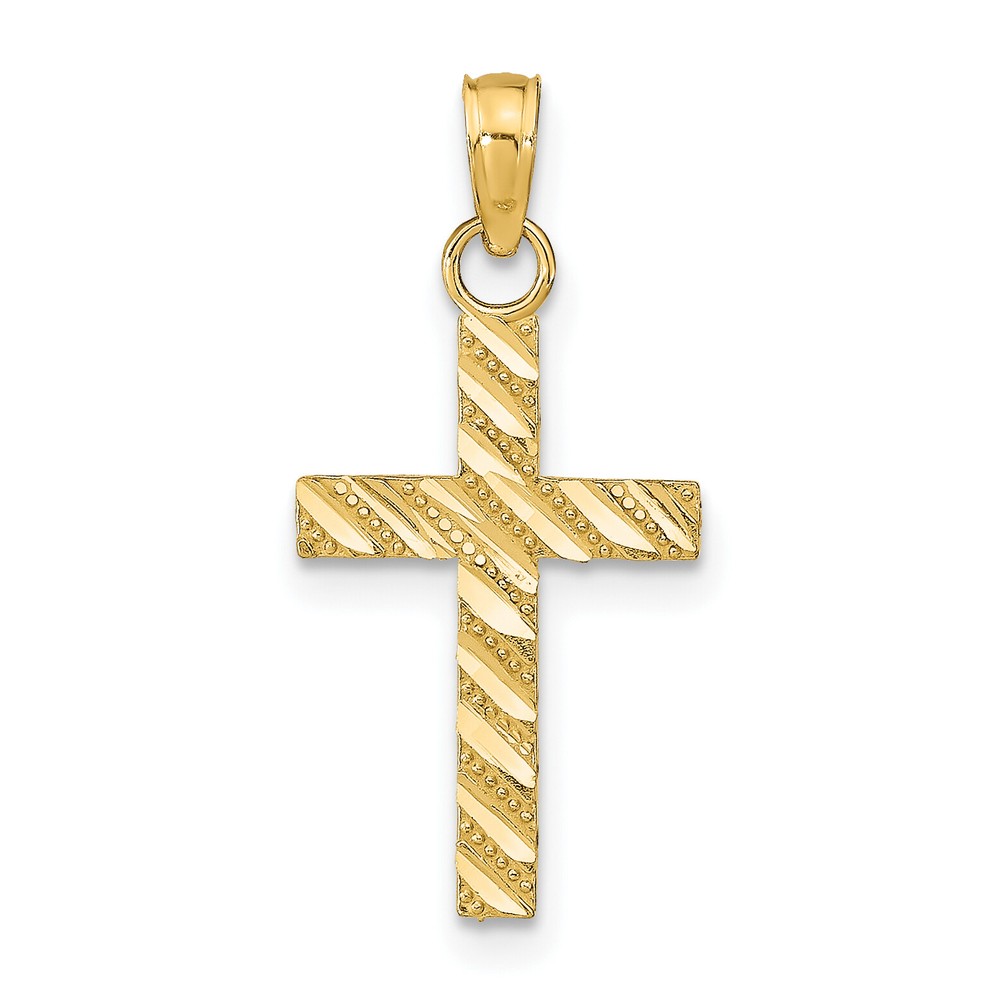 Avariah Solid 10k Yellow Gold Diamond Cut Cross Pendant - 17.4mm
