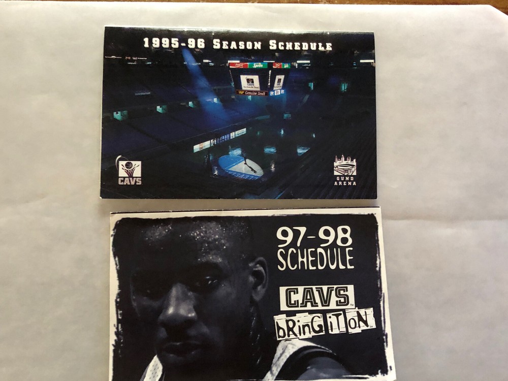 2 NBA CLEVELAND CAVS Pocket Schedules 1995-1996 and 1997-1998