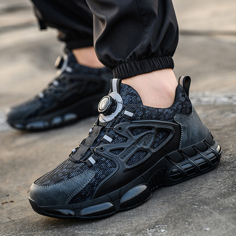 Men Safety Shoes Steel Toe Cap Sneakers Rotating Buckle Work Boots Plus Size 12