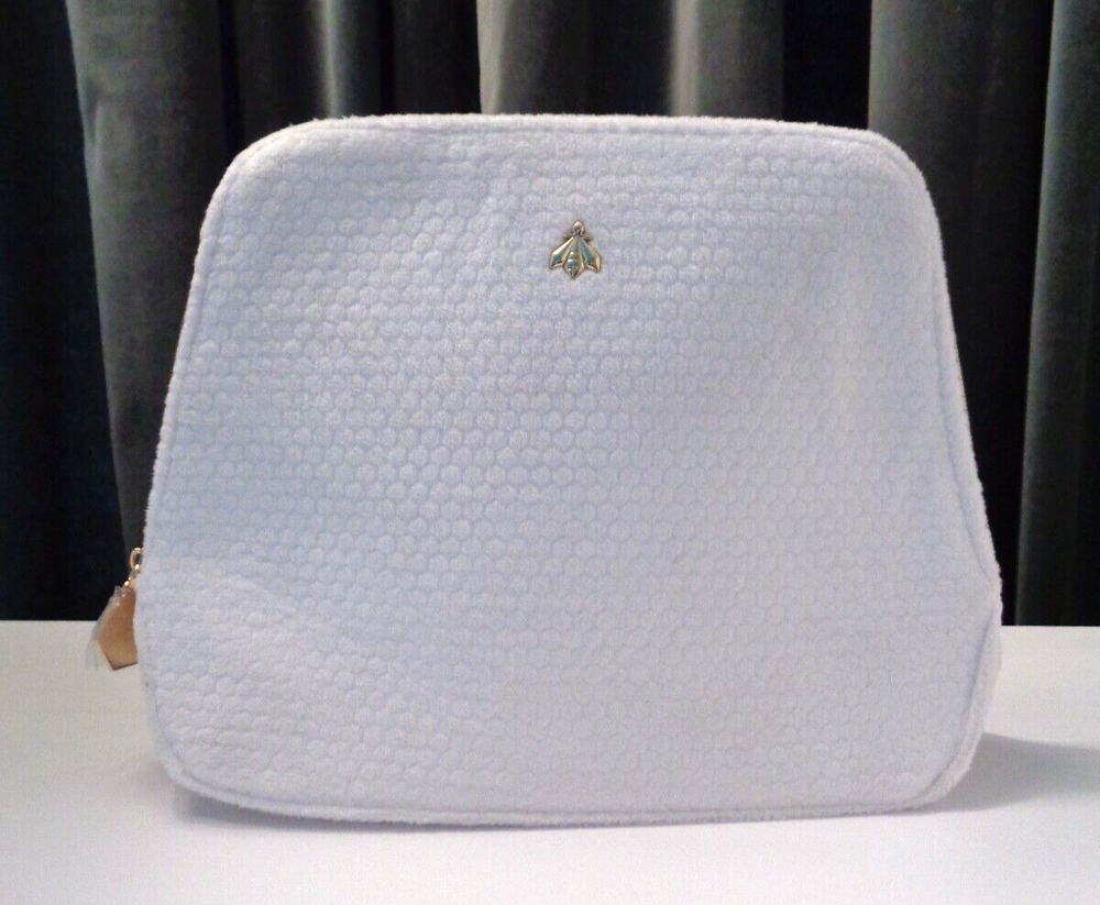 BOLSO DE MAQUILLAJE SUAVE BLANCO GUERLAIN NUEVO CON LOGOTIPOS DE ABEJAS-image