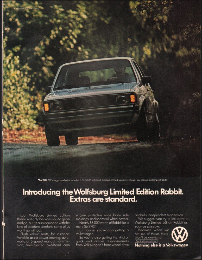 1980's Vintage ad Volkswagen Limited Edition Rabbit retro car Auto   11/08/24