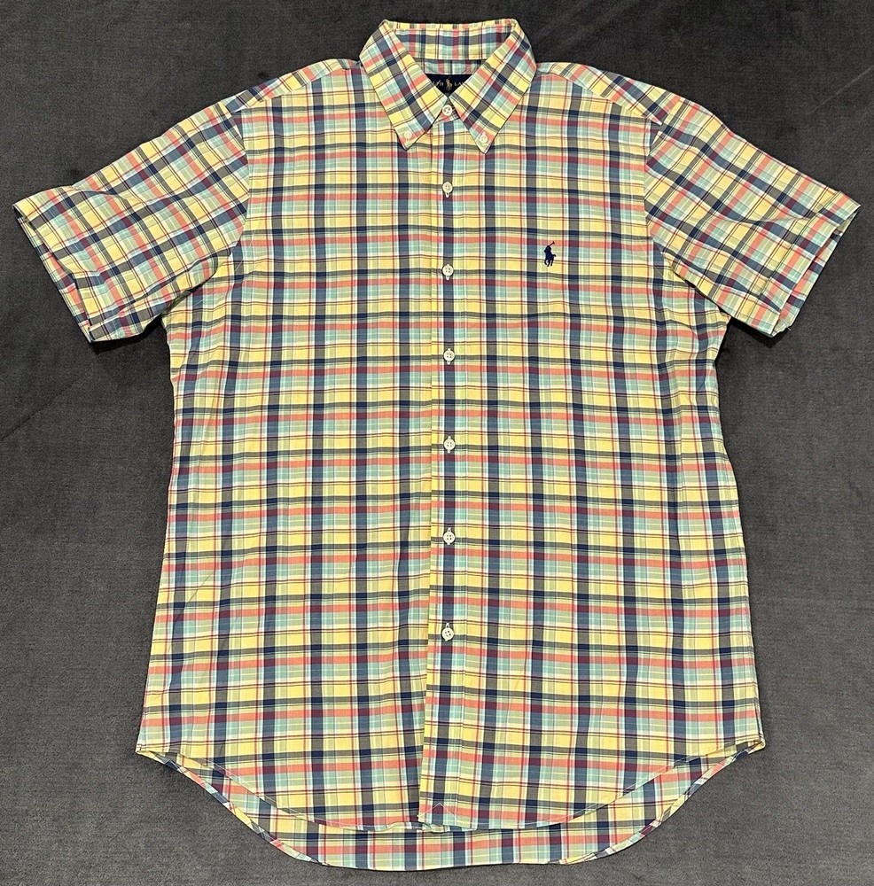 Polo Ralph Lauren Shirt Mens Size M Multicolor Short Sleeve Button Pony Logo