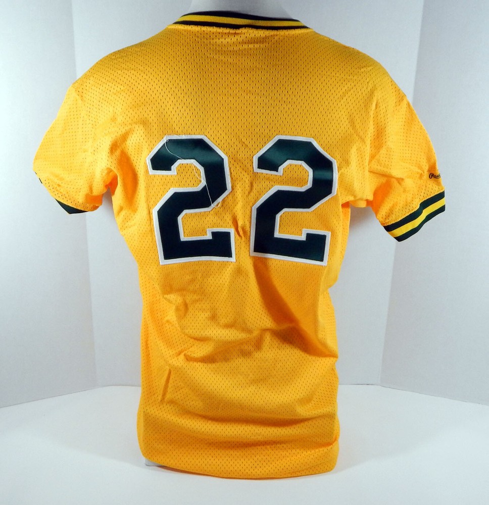 Late 1980s Oakland Athletics #22 Game Used Gold Jersey Batting Practice DP04719