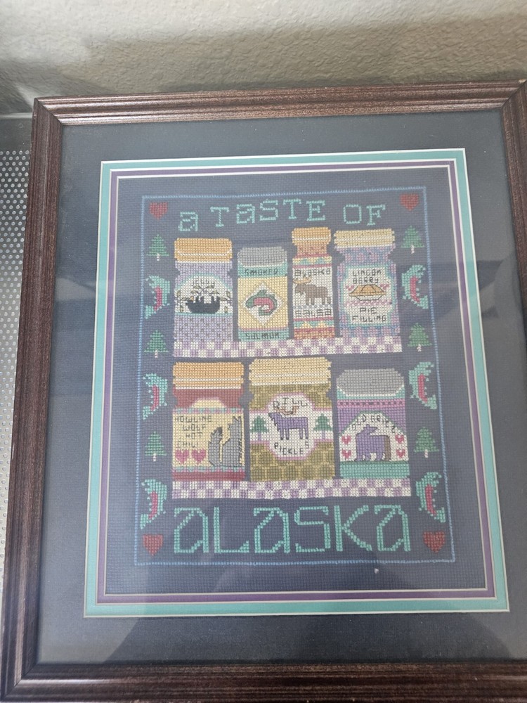A TASTE OF ALASKA - ARTIC CIRCLE ENTERPRISES CROSS STITCH Framed Art-image