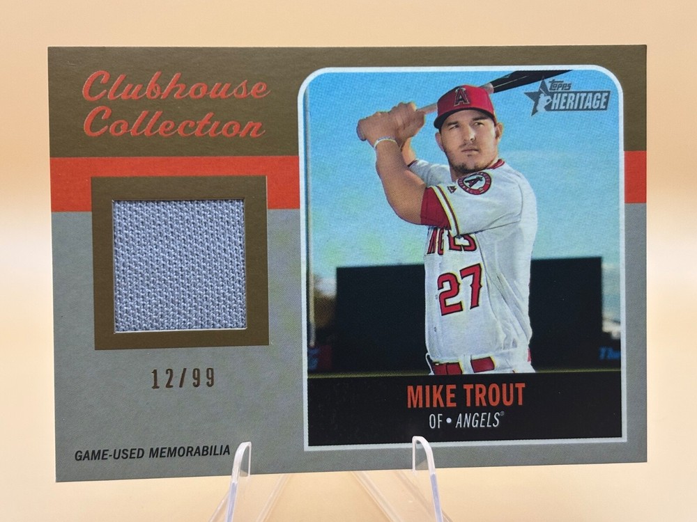 2019 Topps Heritage Gold /99 Mike Trout LA Angels Game-Used Relic