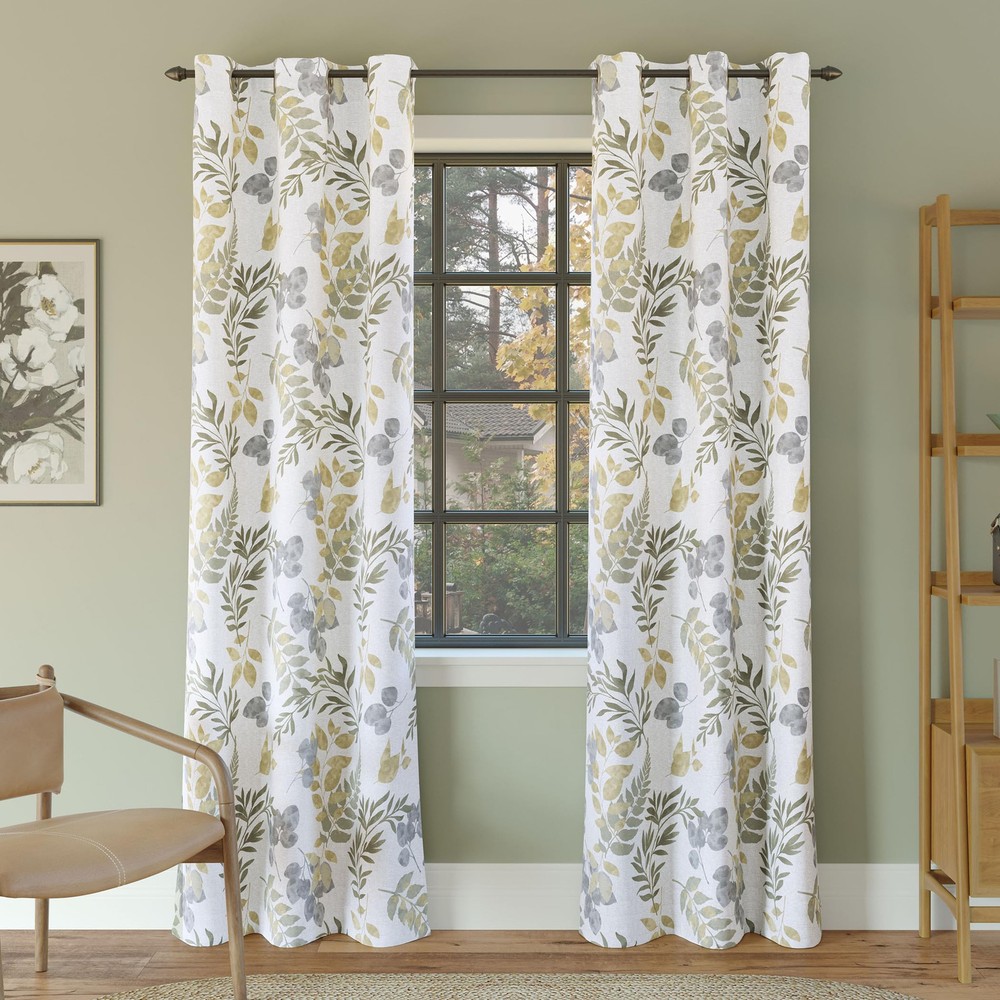 Remi Floral Leaf Print Blackout Grommet Curtain Panel 40 x 63 Multi Color