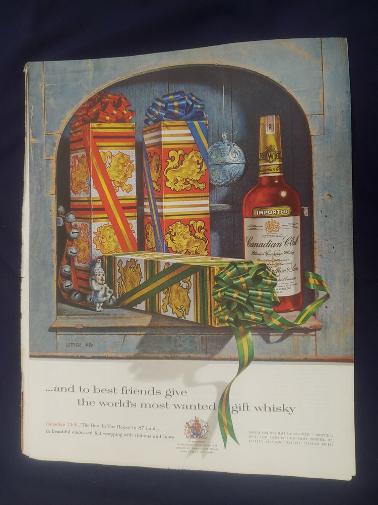 1959 Vintage Canadian Club Whisky Ad Most Wanted XMAS Gift-image