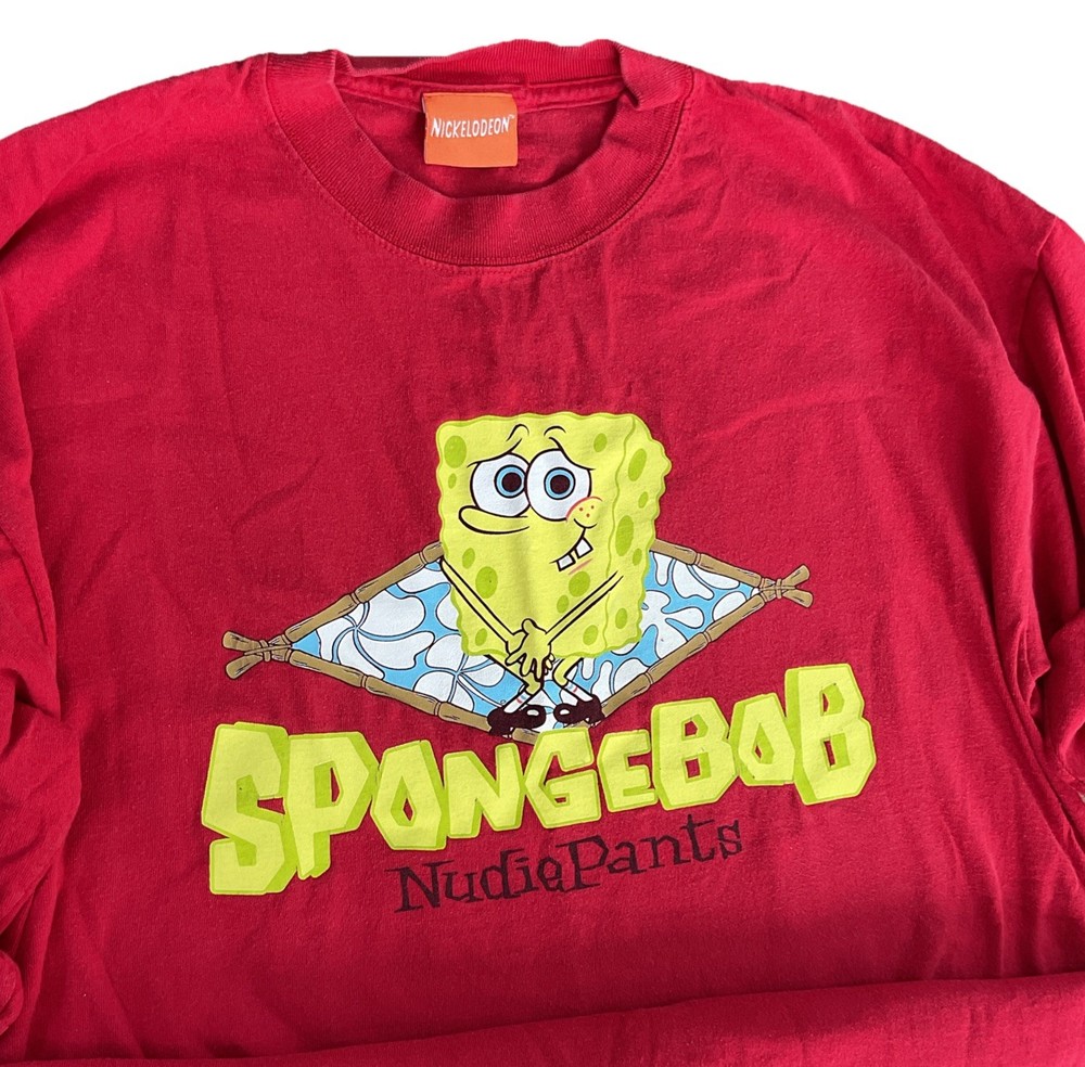Vintage Spongebob Squarepants T-Shirt Nudiepants Nickelodeon Y2K 2002 Men Sz XL
