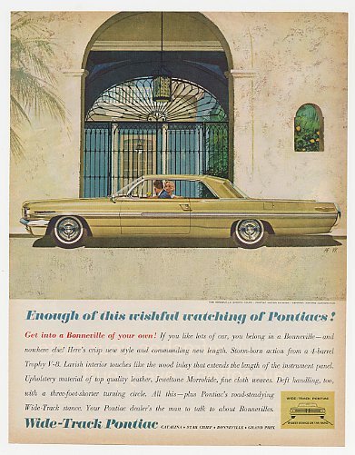 1962 Pontiac Bonneville Sports Coupe Wishful Watch Ad