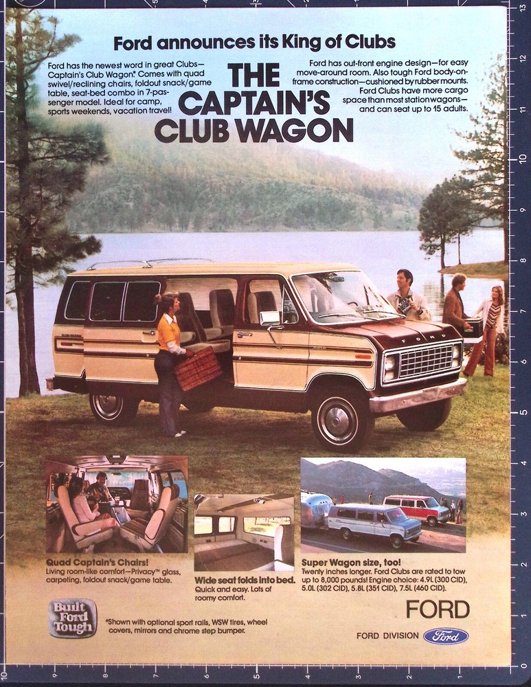 Print Ad 1978 Ford The Captain's Club Wagon 7-Passenger Model The King Of Clubs-image