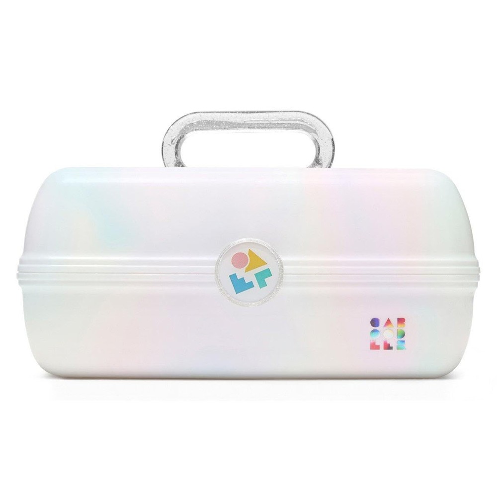 Caboodles On-The-Go Girl Makeup Box, White Opal, Hard Plastic Makeup Organizer