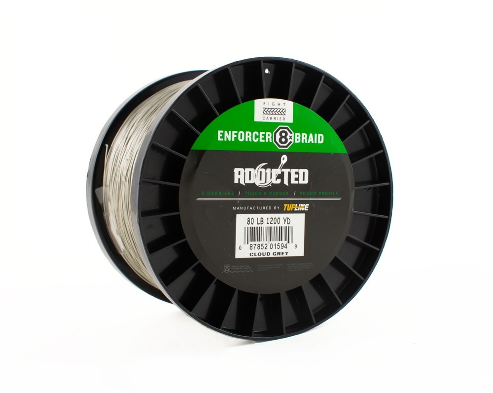 TUF-LINE ADDICTED ENFORCER 8X BRAIDED BULK SPOOL 1200YD CLOUD GREY 80LB BN2354