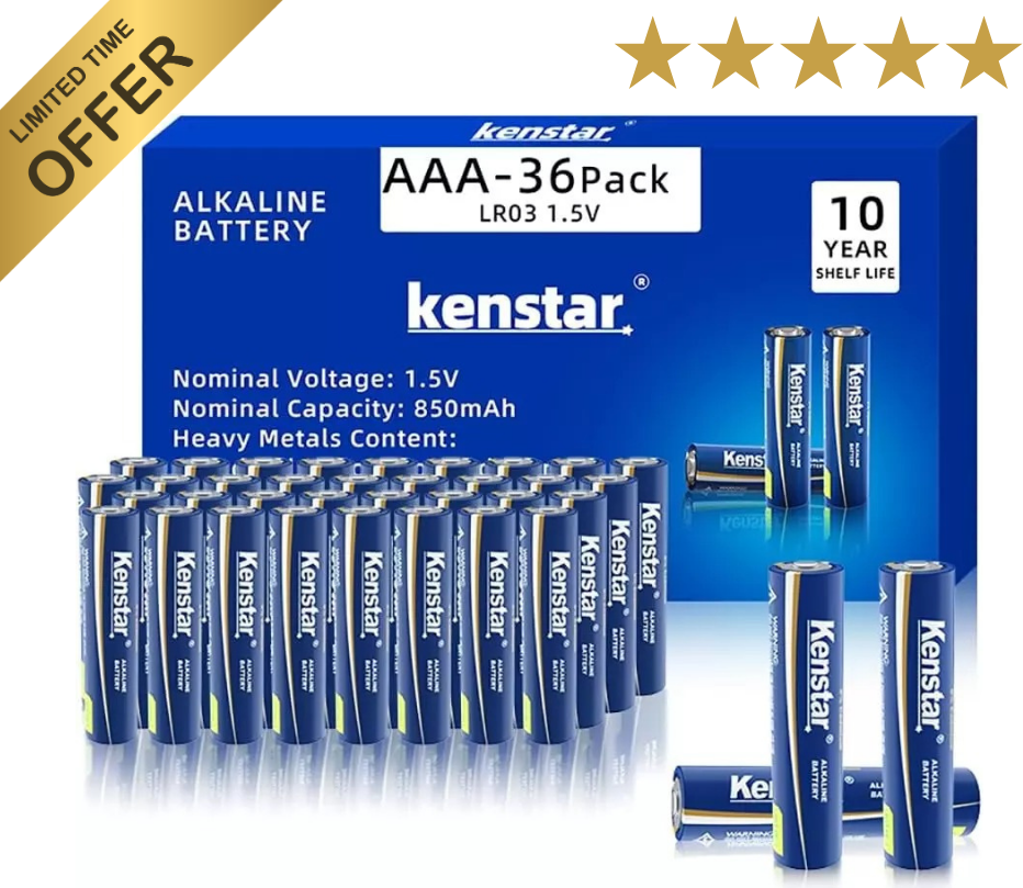 AAA Alkaline Batteries 36 Pack Powermax Battery 10 Year Shelf Life Long Lasting