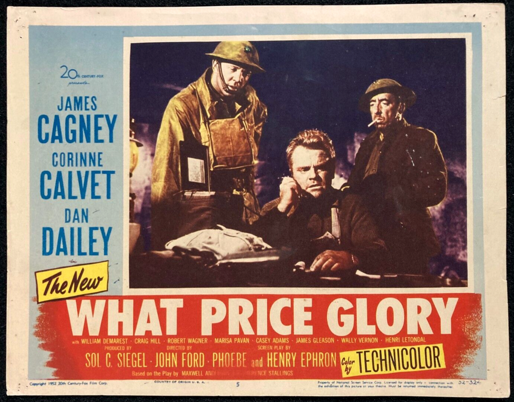 WHAT PRICE GLORY Movie Lobby Card Poster James Cagney John Ford WW I War Marines