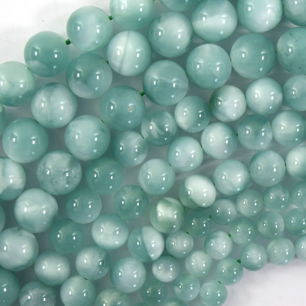 Natural Green Moonstone Round Beads 6mm 8mm 10mm 15.5 Inch Strand-image