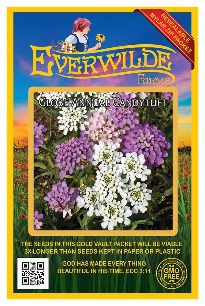 500 Globe Annual Candytuft Wildflower Seeds - Everwilde Farms Mylar Seed Packet