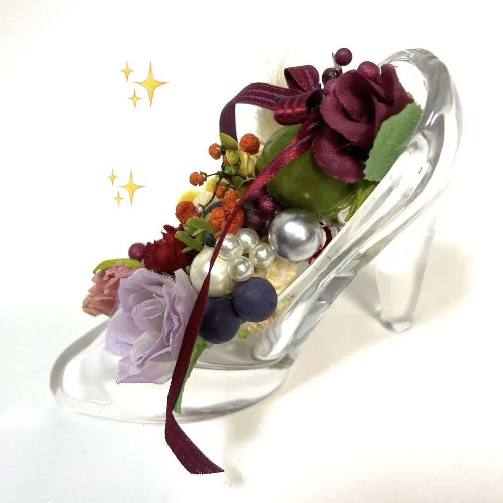 Glass High Heels Interior Dried Flower Arrangement Bridal