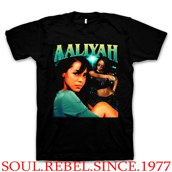 AALIYAH THE QUEEN TURQUOISE   RAP HIP HOP T SHIRTS MEN'S SIZES-image